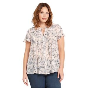 torrid Floral Blush Pleated Chiffon Tie Front Top